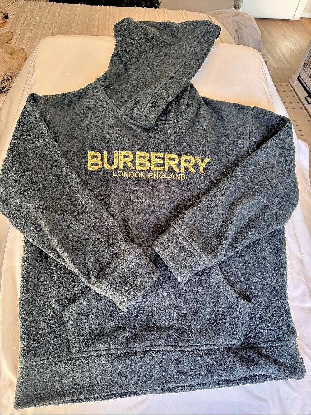 Burberry London England Logo Fleece Hoodie Gray XL